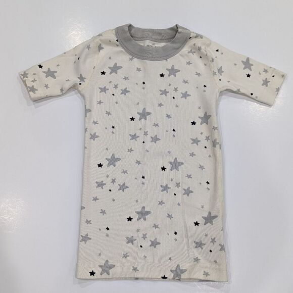 Hanna Andersson White Gray Short John Pajamas Moon Back Boy Girl Size 120 6 7 - Picture 2 of 8